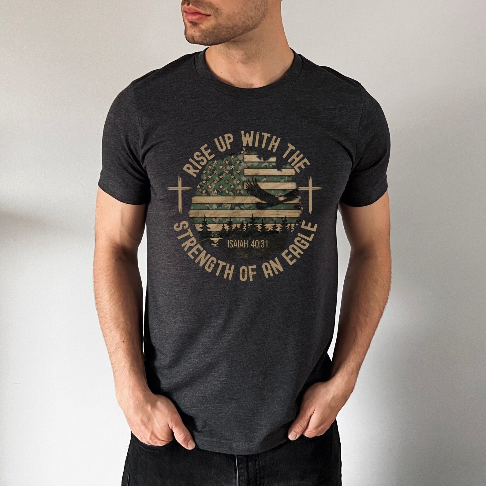 Bold Christian T Shirt,Father's Day Gift Tee, Guys Christian Shirt for Dad, Isaiah 40:31 Shirt for Christian Gift, Mens Christian T-Shirt, Mens Christian Gifts